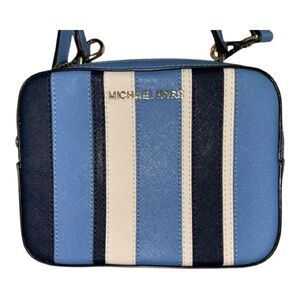 Michael Kors Jet Set Stripe Leather Crossbody Bag – Blue Multi